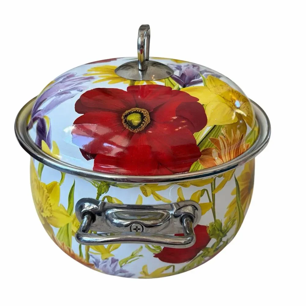 The Pioneer Woman Dutch Oven Floral Enameled Steel 4 QT Stock Pot w/ Lid Retired